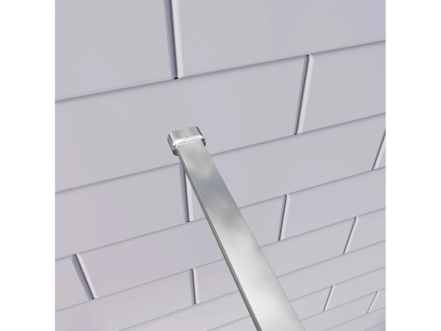 Douchewand-Inloopdouche 74x185cm 8mm veiligheidsglas NANO EasyClean glanzend chroom aluminium profiel N-vorm:90cm stabilisator (kan worden gesneden)