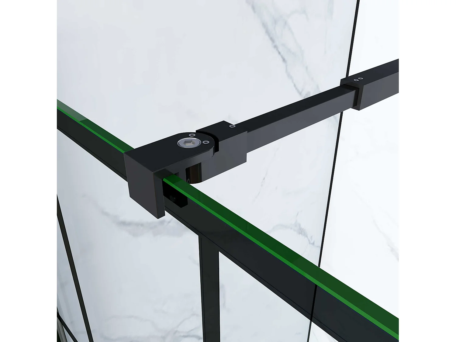 Douchewand-Inloopdouche 120x200cm met mat Zwart kader en raster 8mm NANO EasyClean veiligheidsglas mat zwart profiel Stabilisatiestang 73-120 cm