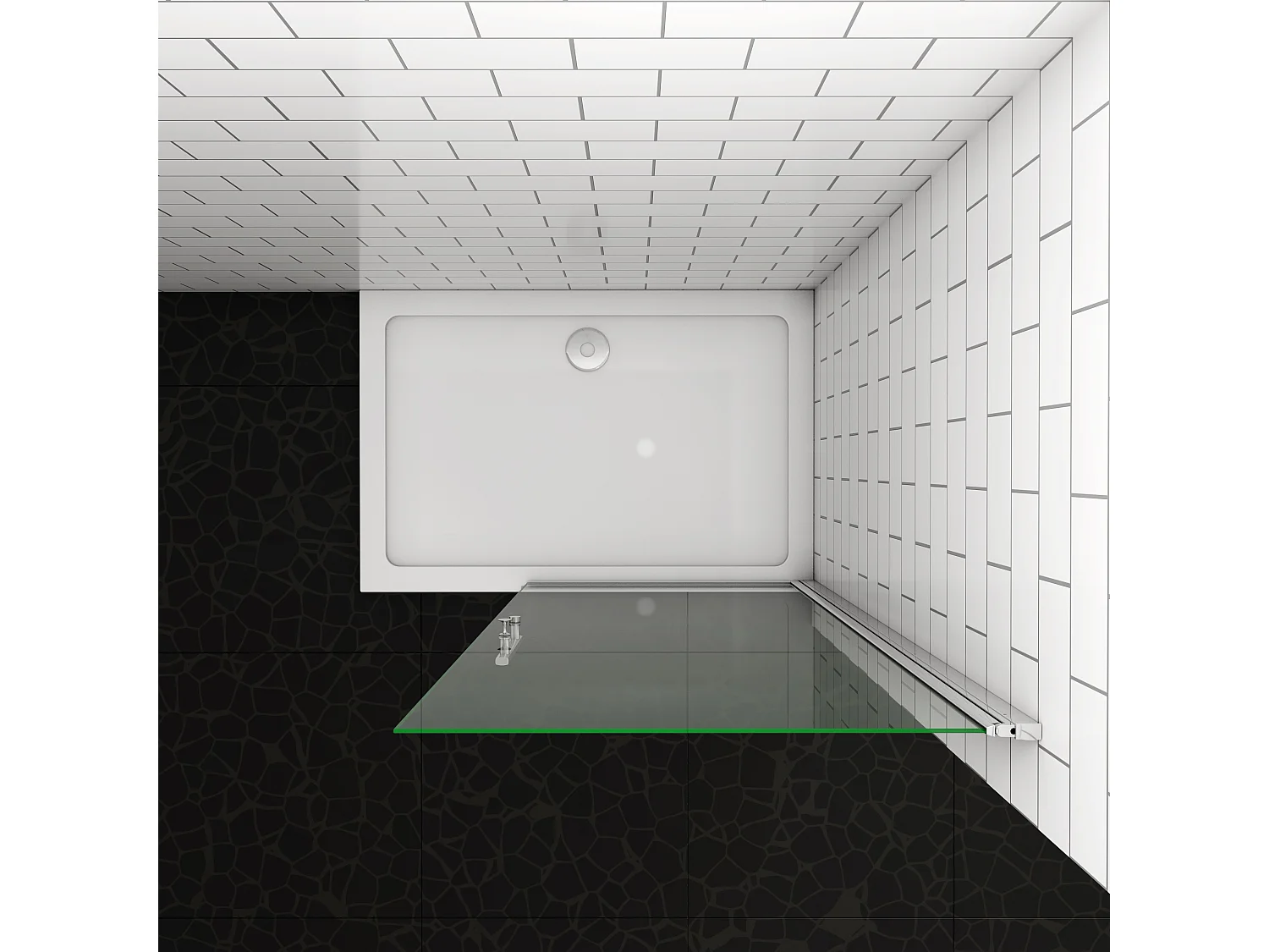 Douchewand-Inloopdouche draaibaar 96x195cm 6mm NANO veiligheidsglas easy clean glanzend chroom aluminium profiel