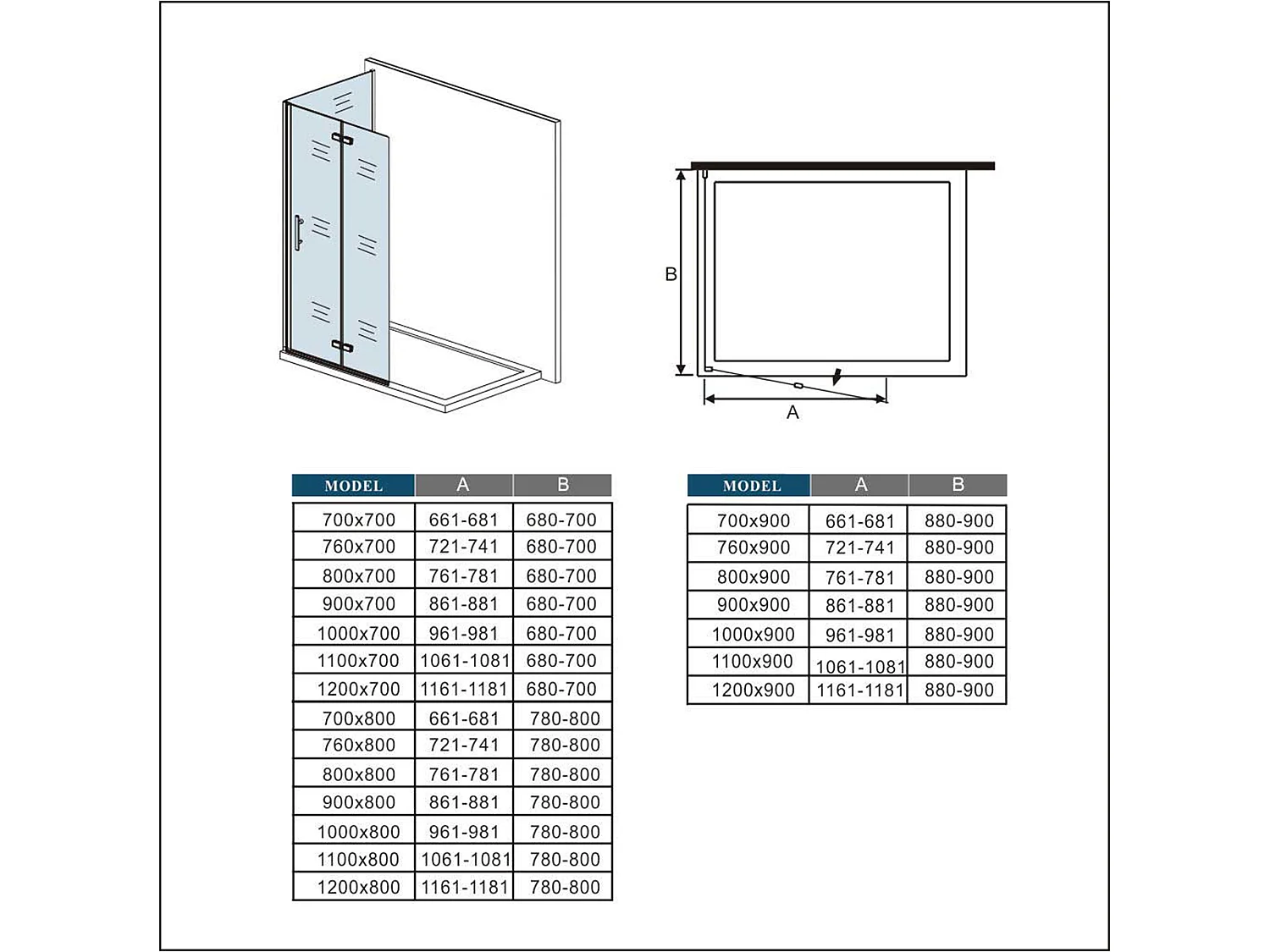 Douchewand-Inloopdouche 80x80x185cm 2 delig inklapbaar 6mm NANO EasyClean veiligheidsglas 45cm Stabilisatiestang (draaibaar) glanzend chroom profiel