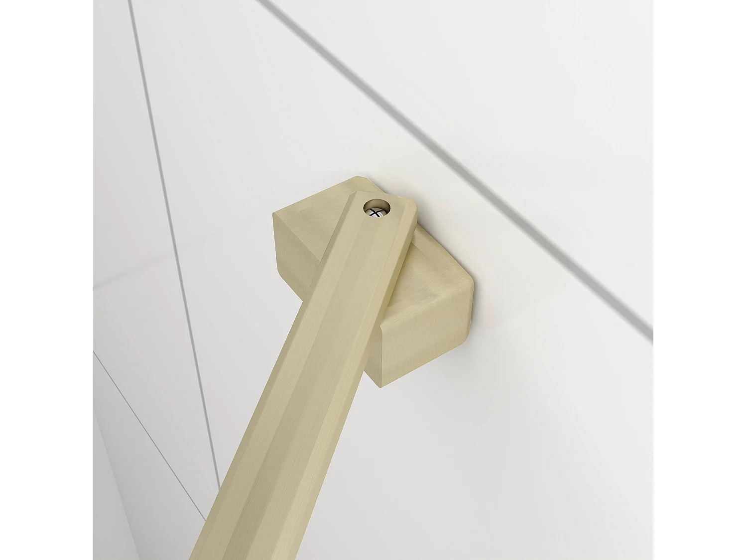 Douchewand-Inloopdouche 70x200cm 8mm NANO Easyclean zwart raster gezeefdrukt gehard glas gouden profiel 45cm stabilisatiestang(draaibaar).