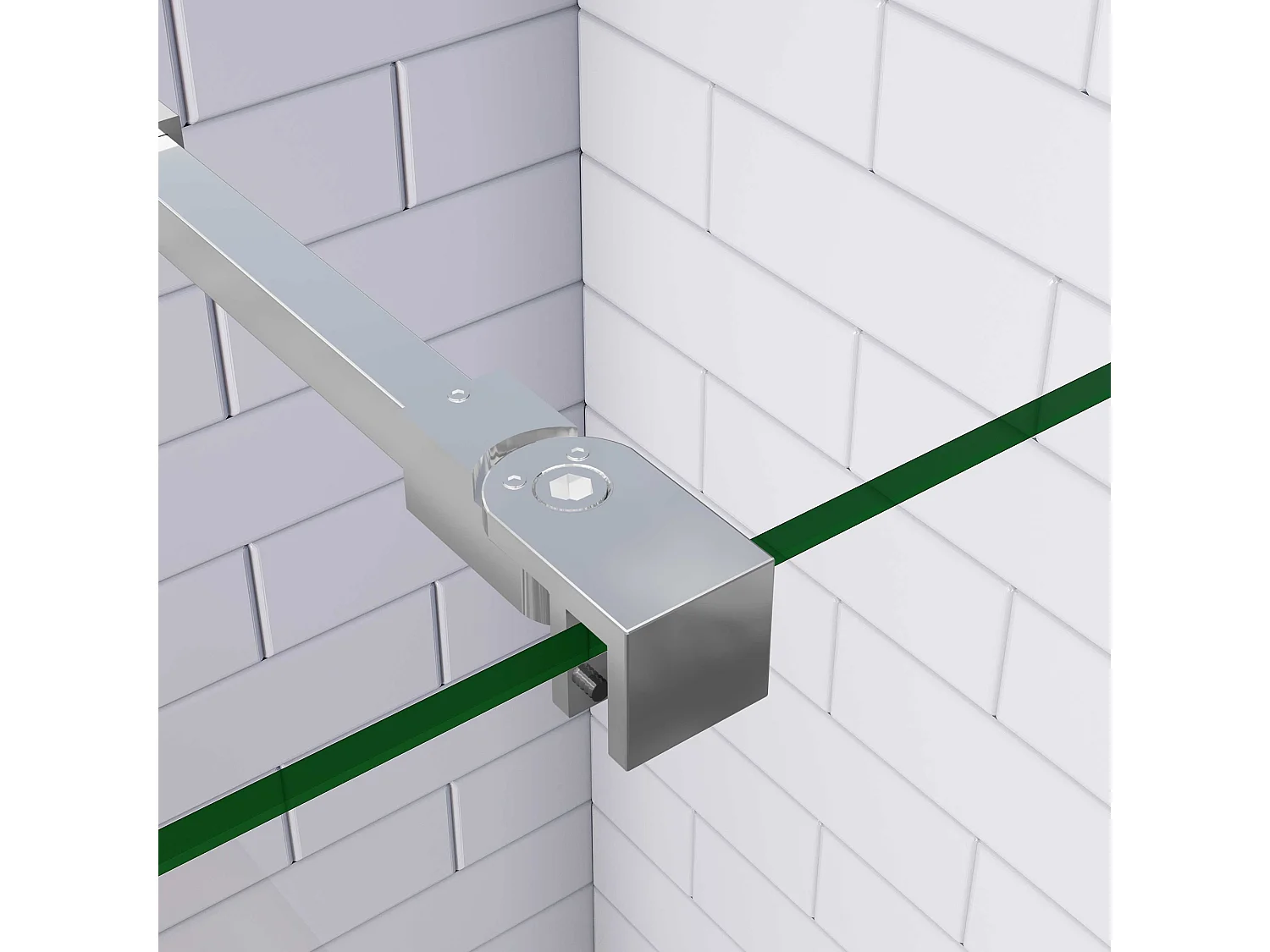 Douchewand-Inloopdouche 74x185cm 8mm veiligheidsglas NANO EasyClean glanzend chroom aluminium profiel 73-120cm Stabilisatiestang (inkortbaar)