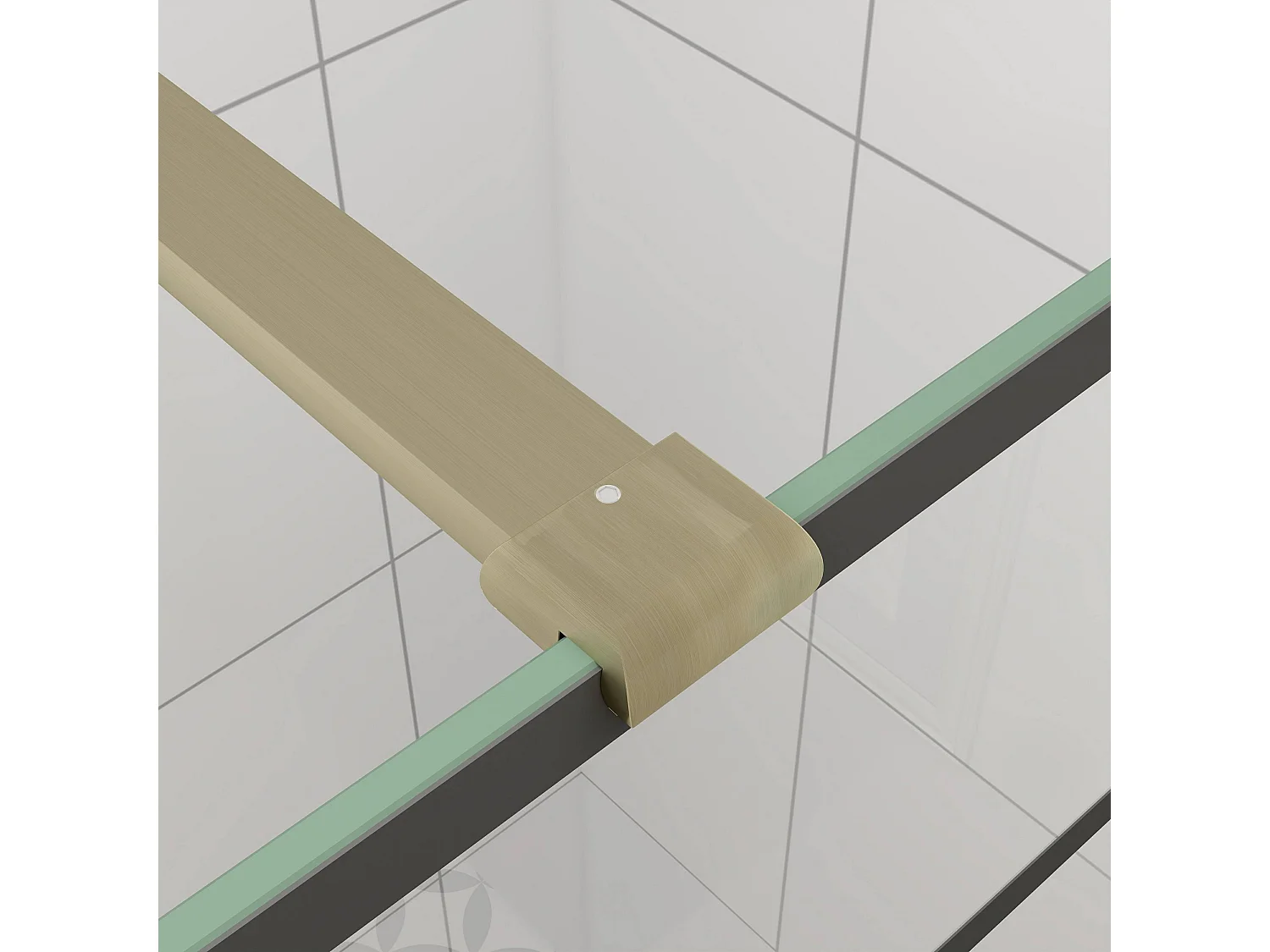 Douchewand-Inloopdouche 120x200cm 8mm NANO Easyclean zwart raster gezeefdrukt gehard glas gouden profiel 140cm stabilisatiestang(kan worden gesneden)