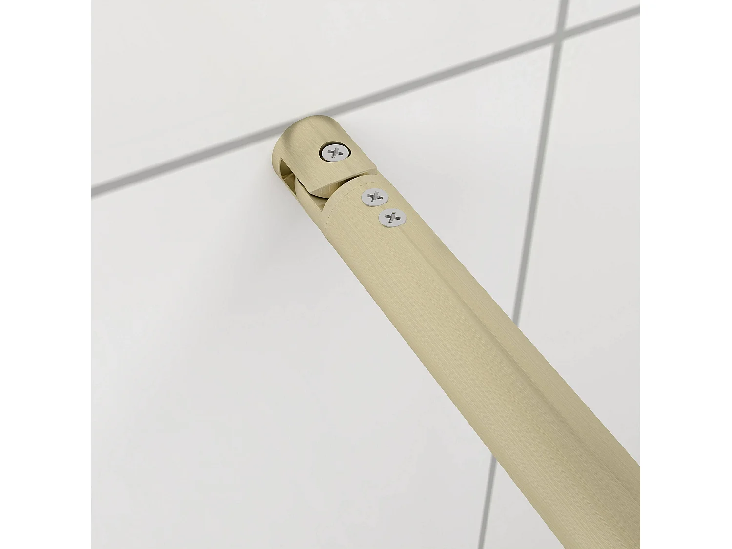 Douchewand-Inloopdouche 90x200cm 8mm NANO Easyclean zwart raster gezeefdrukt gehard glas gouden profiel 70-120cm stabilisatiestang(inkortbaar)