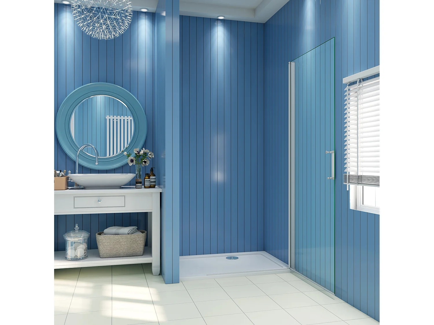 Douchewand-Inloopdouche draaibaar 85x185cm 5mm veiligheidsglas met mat grijs profiel.