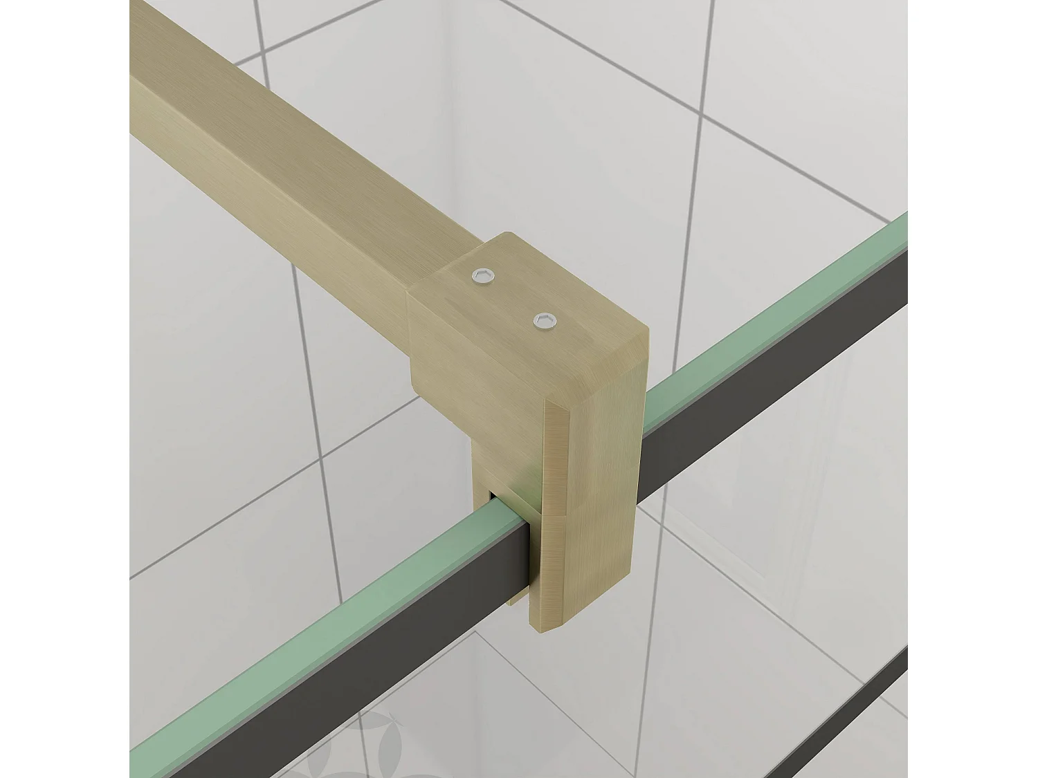 Douchewand-Inloopdouche 90x200cm 8mm NANO Easyclean zwart raster gezeefdrukt gehard glas gouden profiel 90 cm stabilisatiestang(kan worden gesneden).