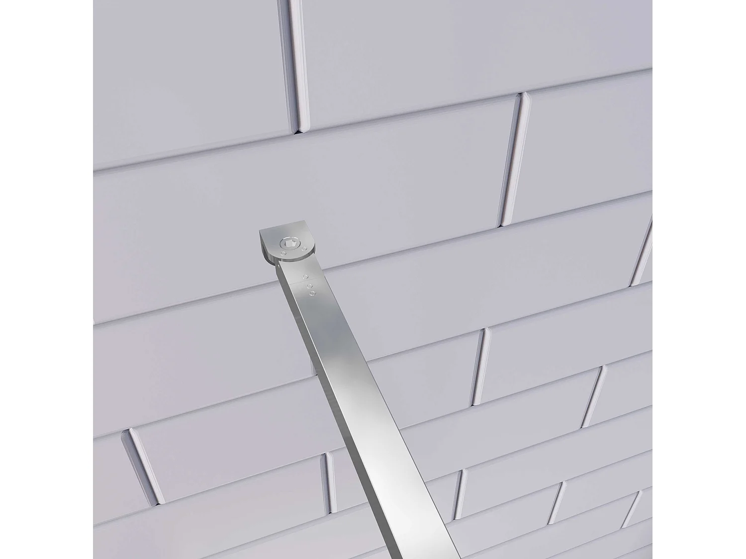 Douchewand-Inloopdouche 64x185cm 8mm veiligheidsglas NANO EasyClean glanzend chroom aluminium profiel 73-120cm Stabilisatiestang (inkortbaar)