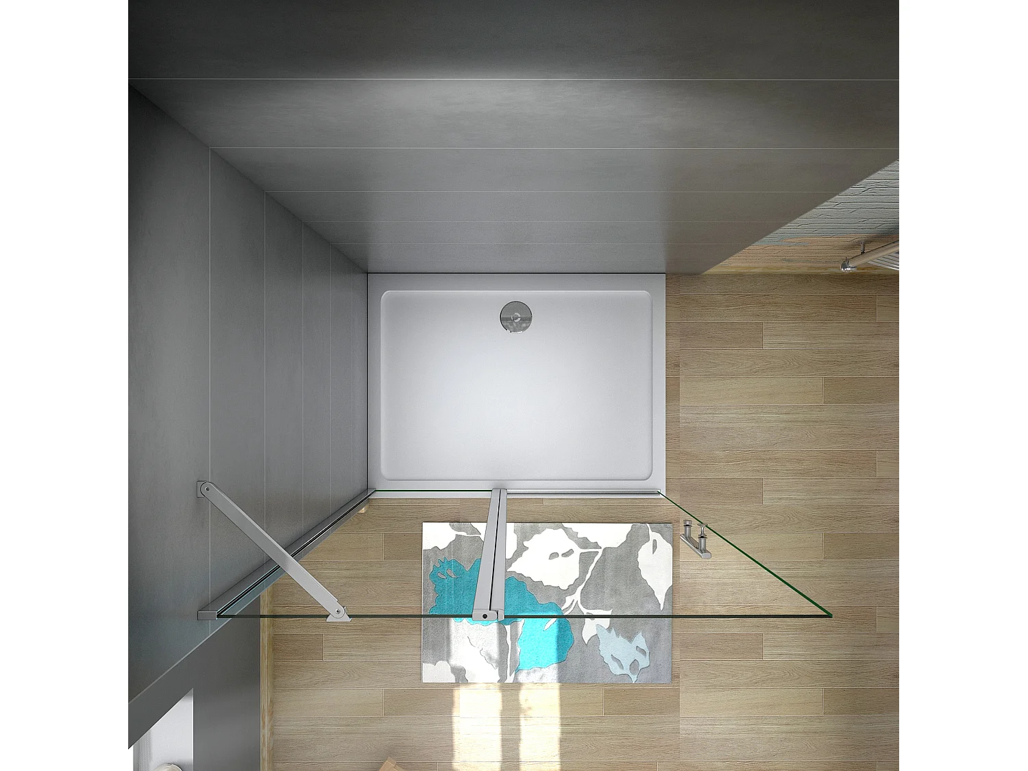 Douchewand-Inloopdouche draaibaar 116x195cm 6 mm NANO veiligheidsglas easyclean glanzend chroom aluminium profiel