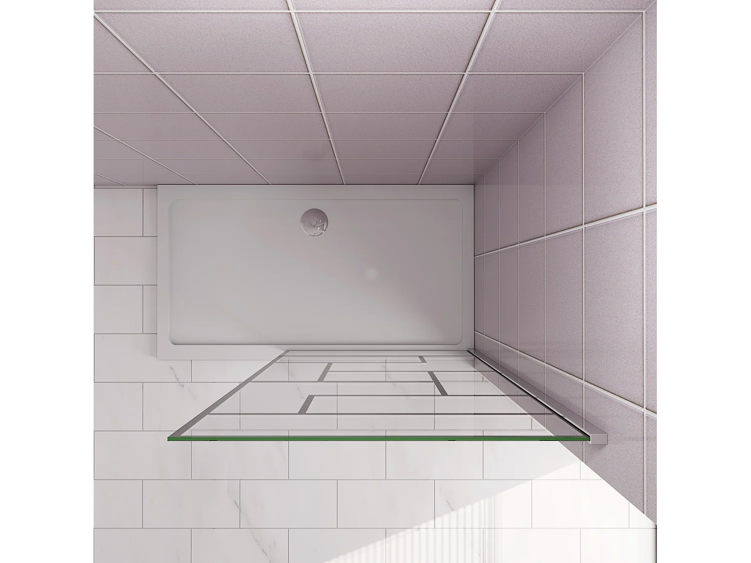 Douchewand-Inloopdouche 90x200cm 8mm NANO Easyclean zwart raster gezeefdrukt gehard glas glanzend chroom aluminium profiel zonder stabilisatiestang