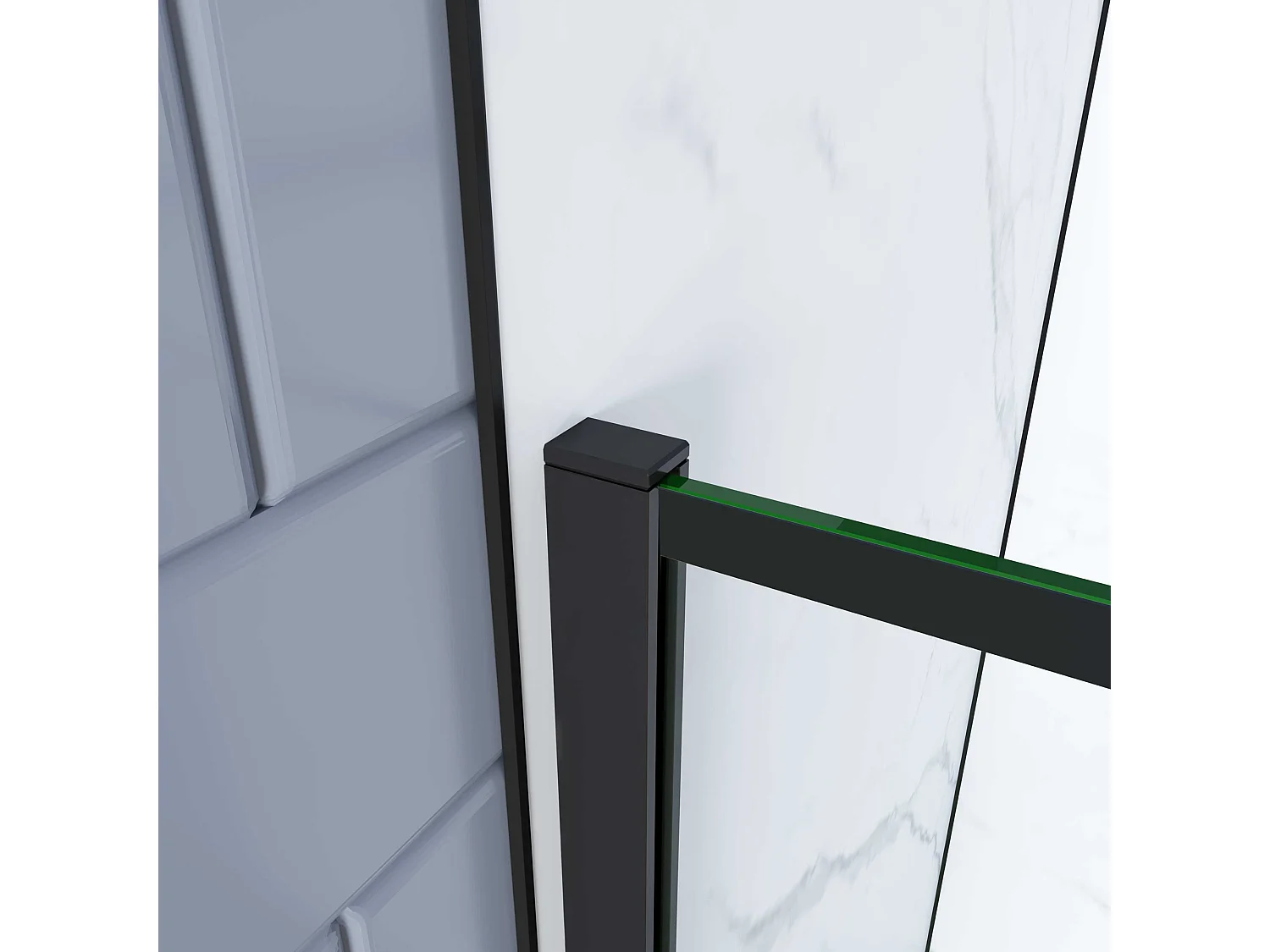 Douchewand-Inloopdouche 140x200cm met mat Zwart kader en raster 8mm NANO EasyClean veiligheidsglas mat zwart profiel Stabilisatiestang 73-120 cm