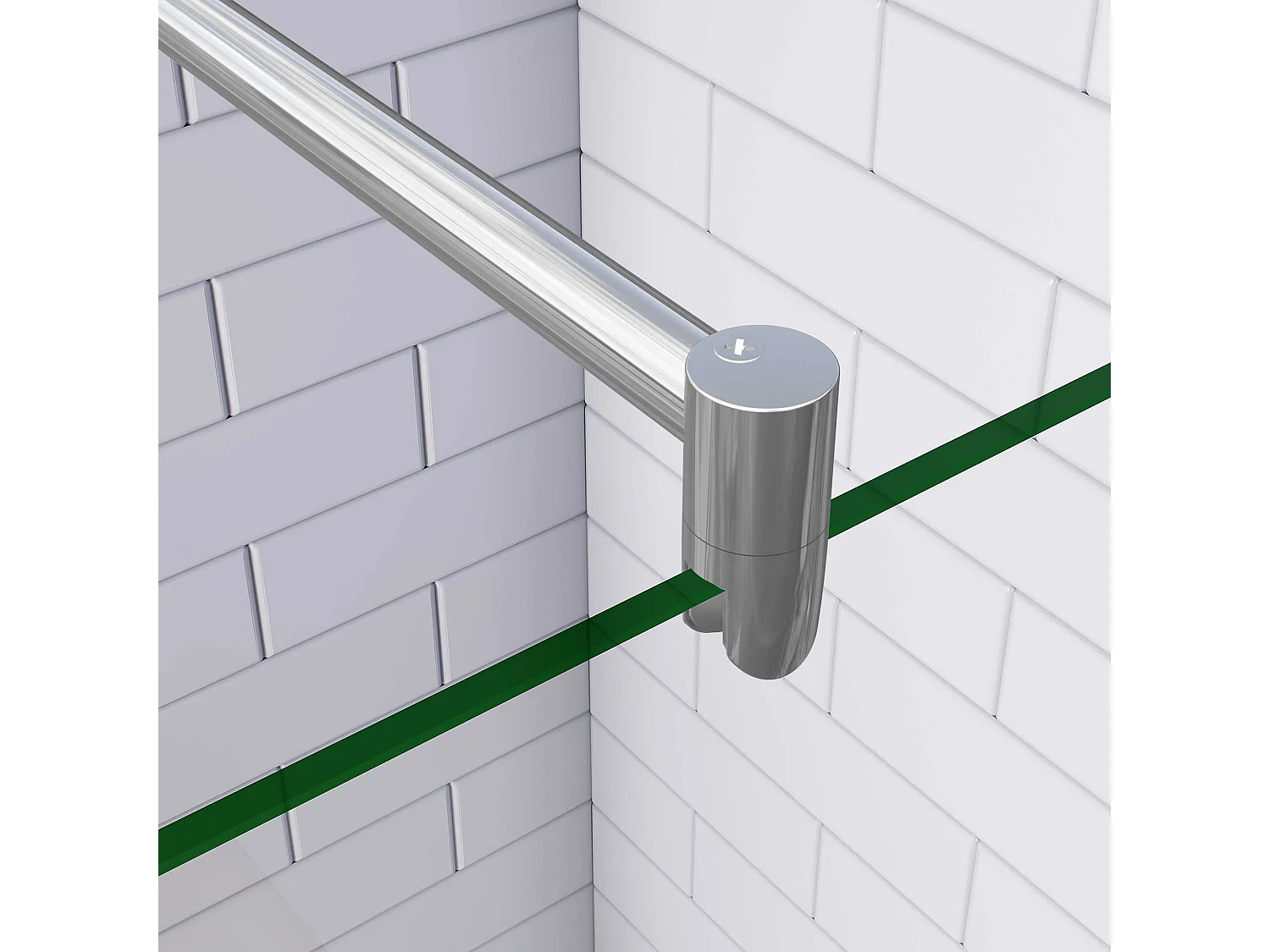 Douchewand-Inloopdouche 74x185cm 8mm veiligheidsglas NANO EasyClean glanzend chroom aluminium profiel 70-120cm Stabilisatiestang (inkortbaar)