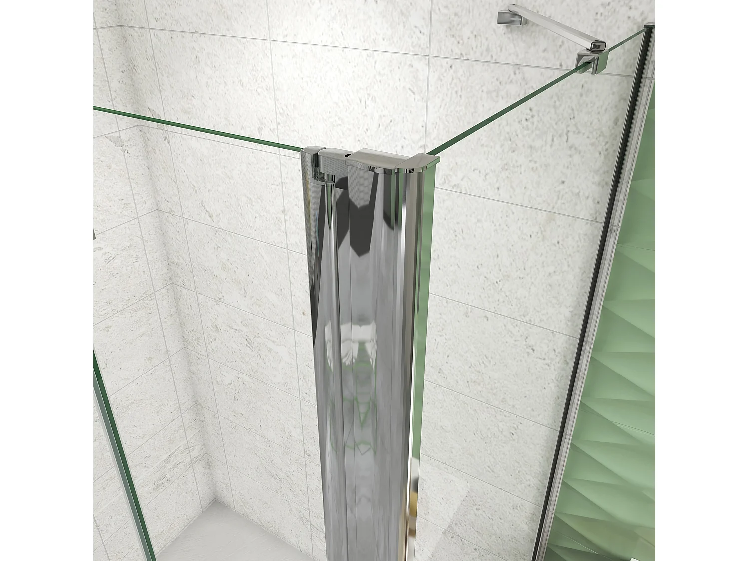 Douchewand-Inloopdouche 70x85x195cm 2 delig inklapbaar 6mm NANO EasyClean veiligheidsglas 45cm Stabilisatiestang (draaibaar) glanzend chroom profiel