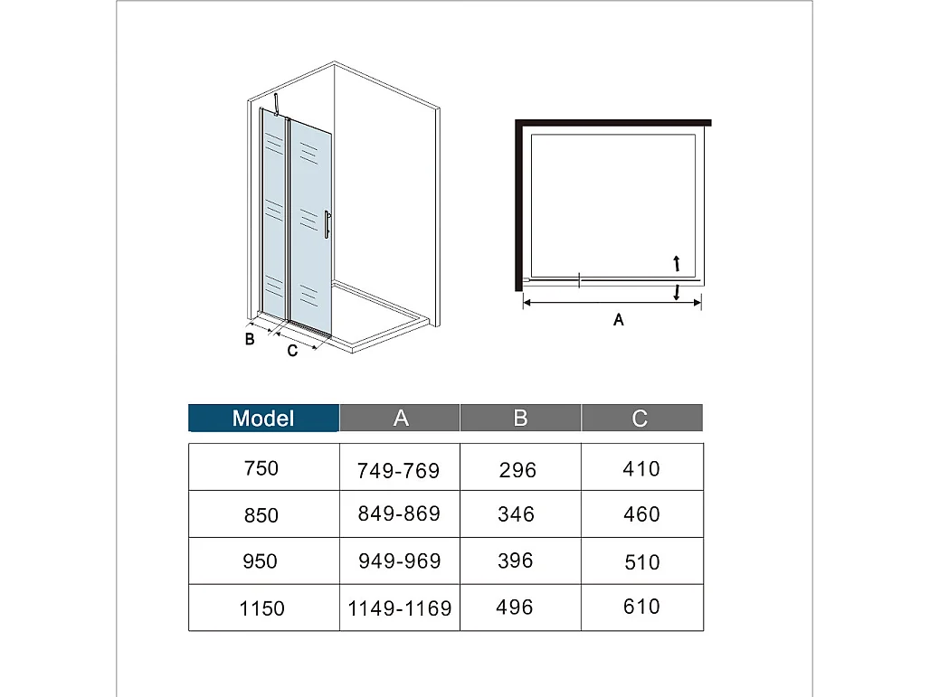 Douchewand-Inloopdouche draaibaar 76x195cm 6 mm NANO veiligheidsglas easyclean glanzend chroom aluminium profiel