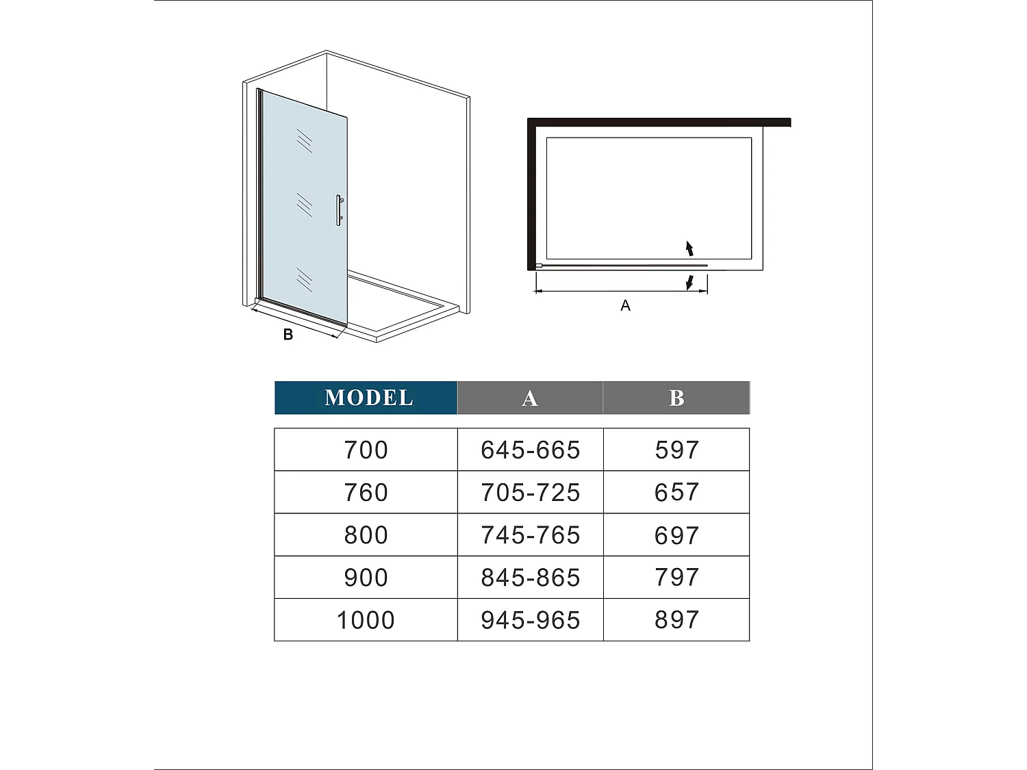 Douchewand-Inloopdouche draaibaar 66x180cm 5mm NANO veiligheidsglas Easyclean glanzend chroom aluminium profiel