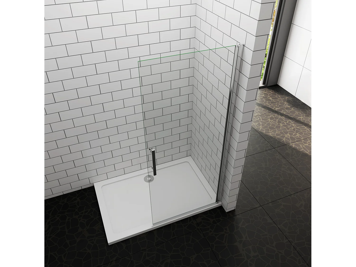 Douchewand-Inloopdouche draaibaar 96x180cm 5mm NANO veiligheidsglas Easyclean glanzend chroom aluminium profiel