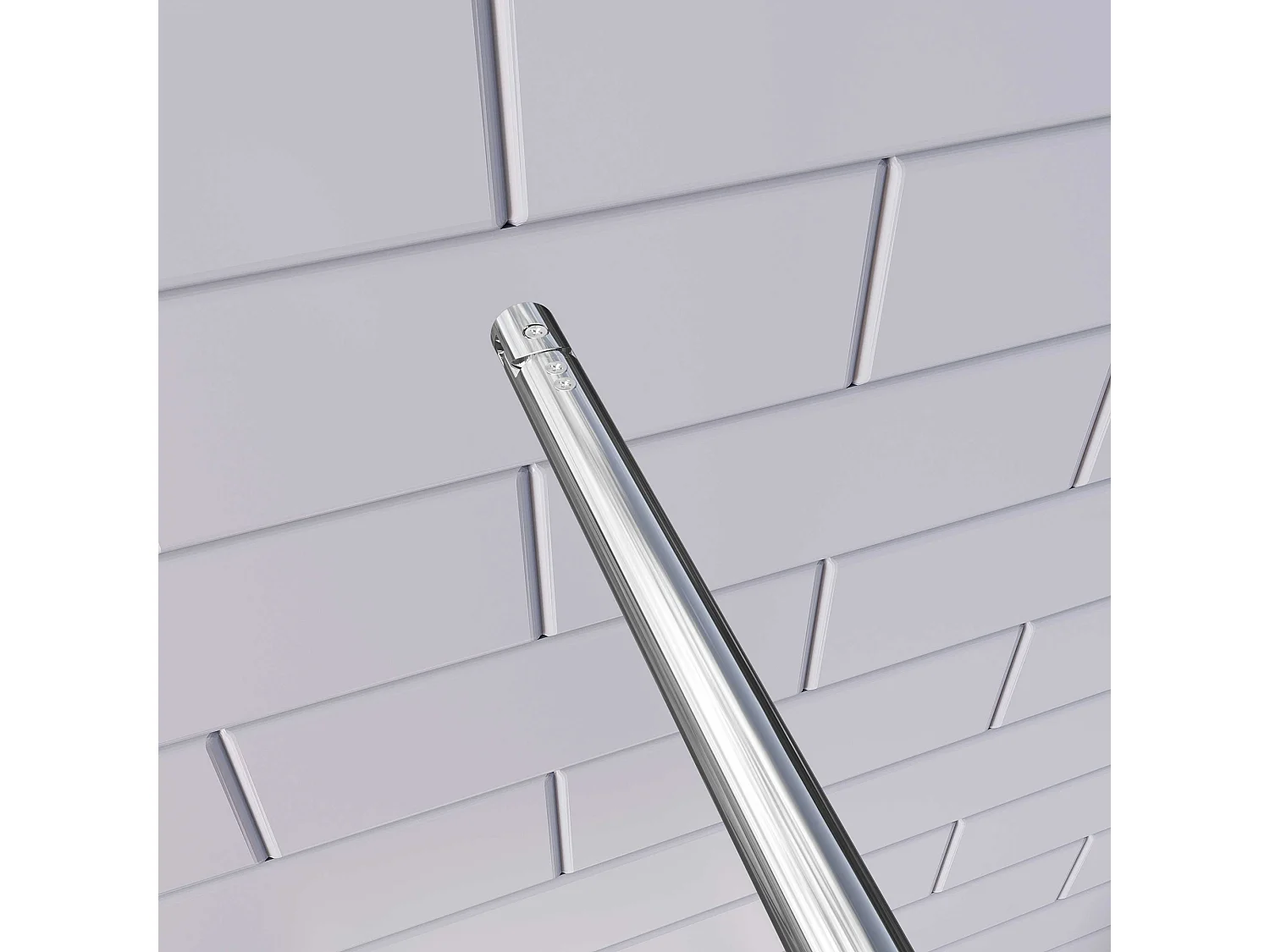 Douchewand-Inloopdouche 64x185cm 8mm veiligheidsglas NANO EasyClean glanzend chroom aluminium profiel 70-120cm Stabilisatiestang (inkortbaar)