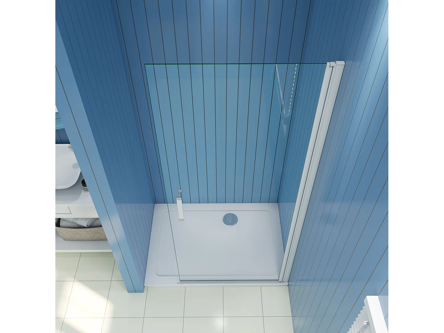 Douchewand-Inloopdouche draaibaar 71x185cm 5mm veiligheidsglas met mat grijs profiel.