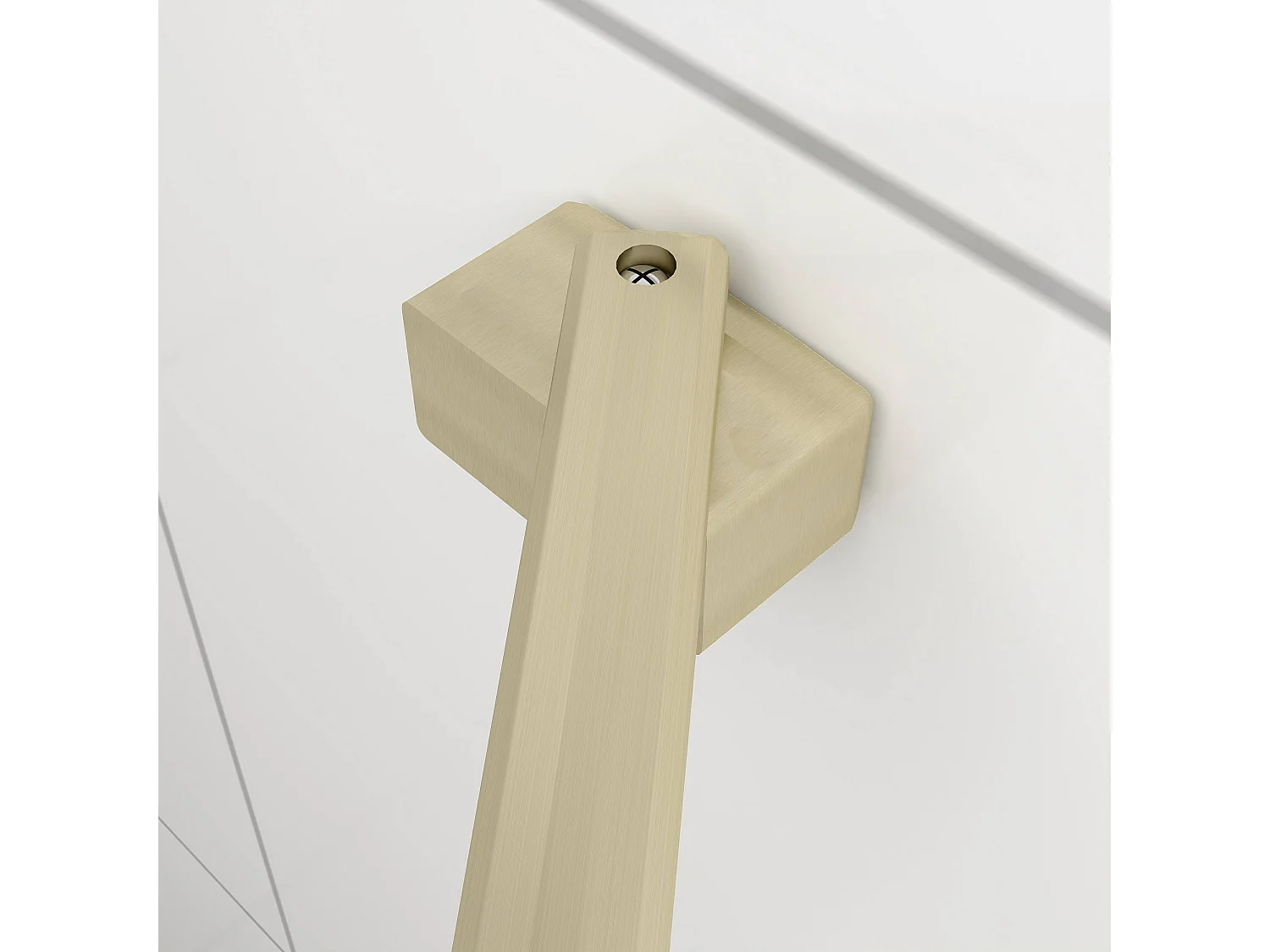 Douchewand-Inloopdouche 80x200cm met mat Zwart kader en raster 8mm NANO EasyClean veiligheidsglas gouden profiel Stabilisatiestang 45cm
