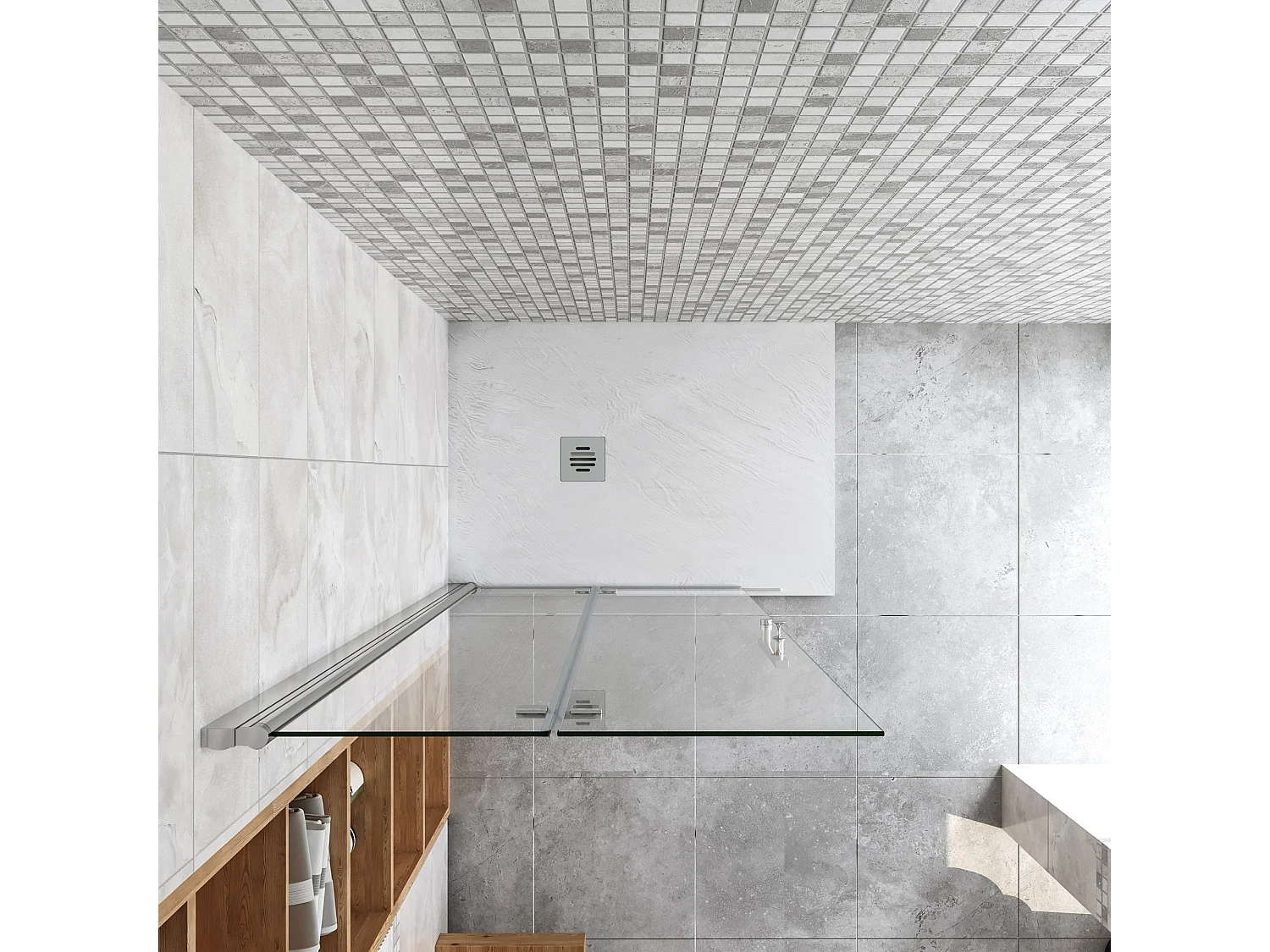 86x195cm Douchewand-Inloopdouche vouwdeur 6mm NANO EasyClean veiligheidsglas profiel van glanzend chroom.