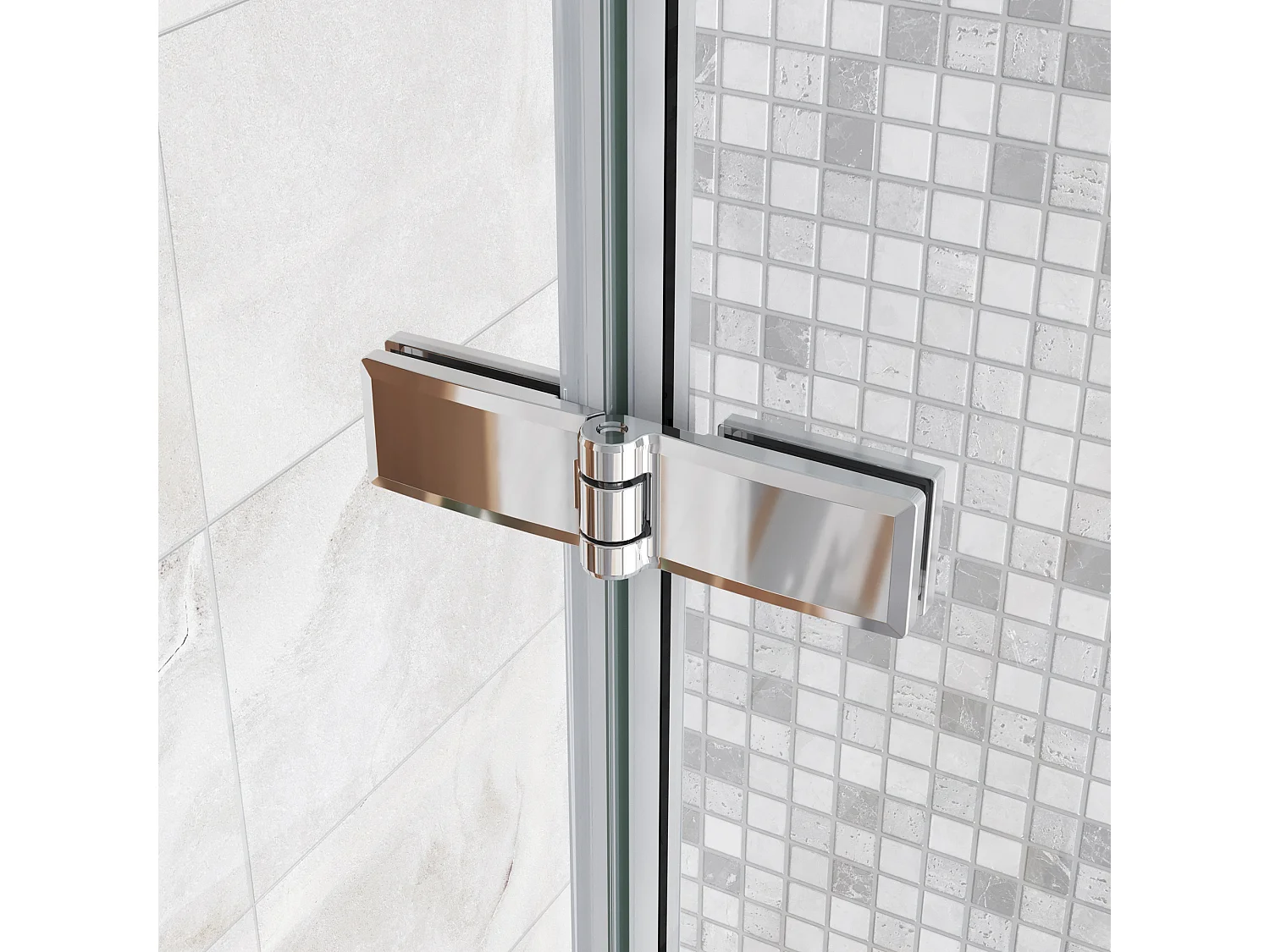86x195cm Douchewand-Inloopdouche vouwdeur 6mm NANO EasyClean veiligheidsglas profiel van glanzend chroom.