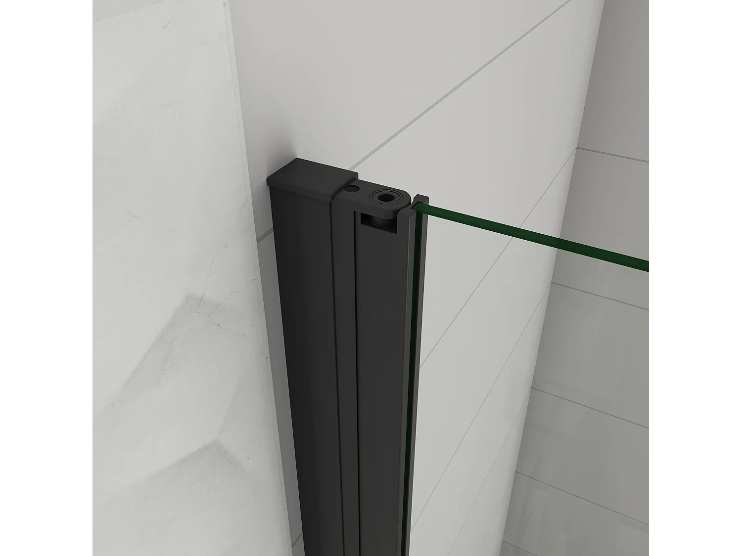 Douchewand-Inloopdouche draaideur 76x200cm 8mm veiligheidsglas NANO EasyClean mat zwart profiel