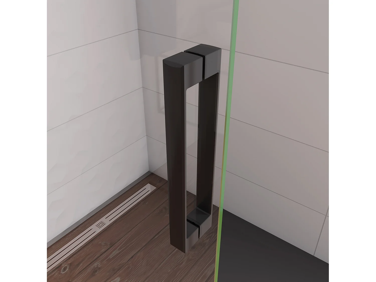 Douchewand-Inloopdouche draaideur 76x200cm 8mm veiligheidsglas NANO EasyClean mat zwart profiel