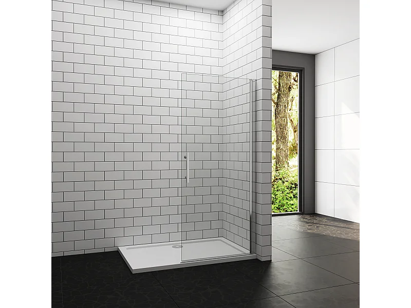 Douchewand-Inloopdouche draaibaar 86x185cm 6mm NANO veiligheidsglas Easyclean glanzend chroom aluminium profiel