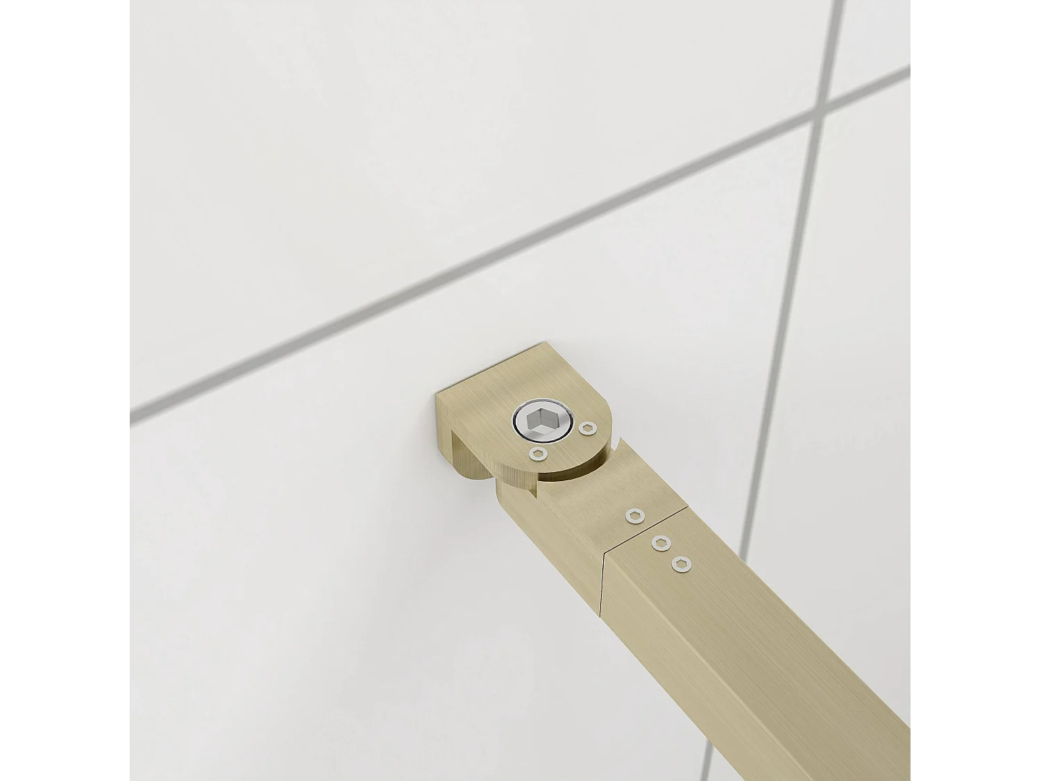 Douchewand-Inloopdouche 100x200cm 8mm NANO Easyclean zwart raster gezeefdrukt gehard glas gouden profiel 73-120cm stabilisatiestang(inkortbaar)