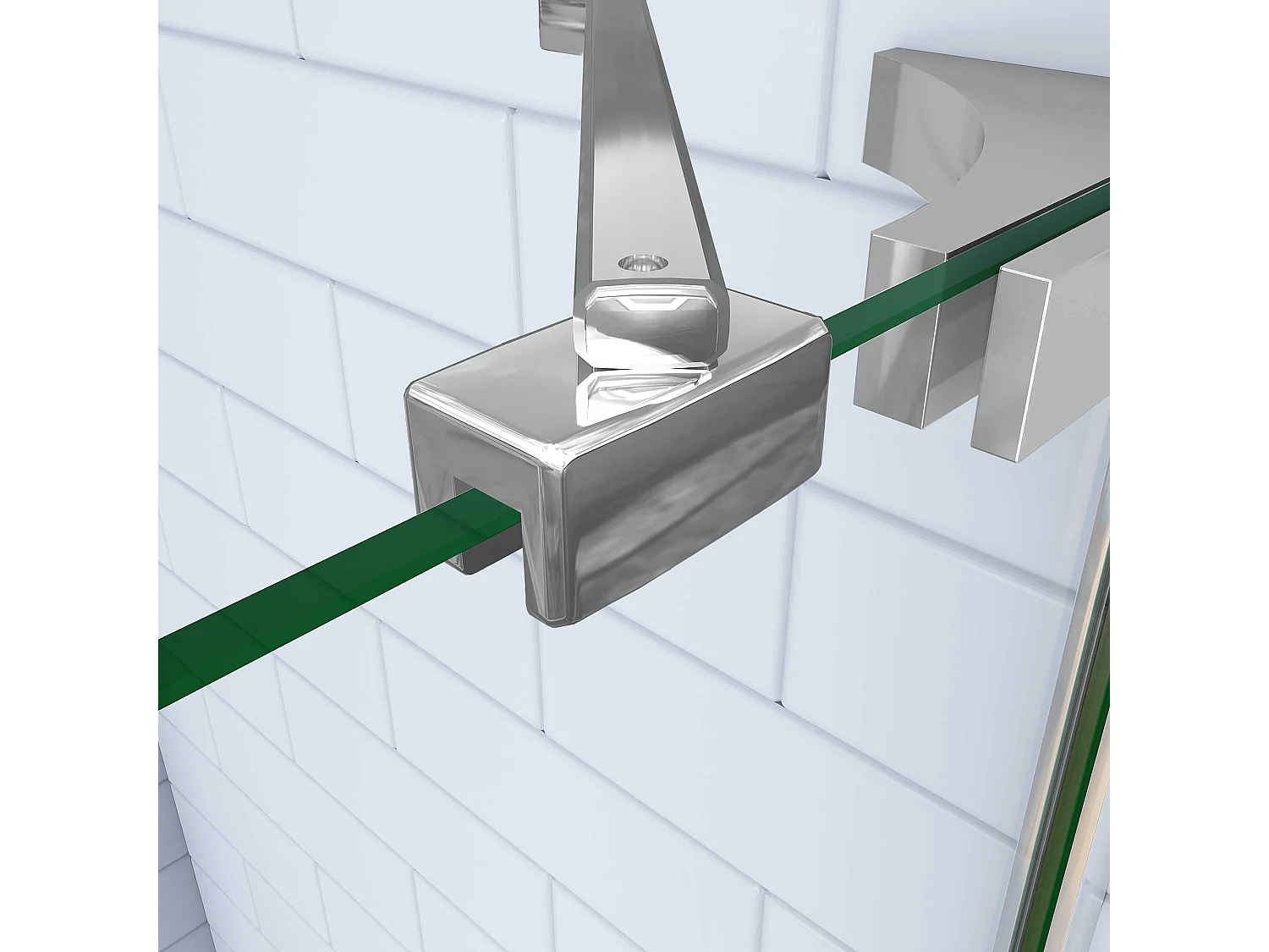 Douchewand-Inloopdouche 74x185cm 8mm veiligheidsglas NANO EasyClean glanzend chroom aluminium profiel 45cm Stabilisatiestang (draaibaar)