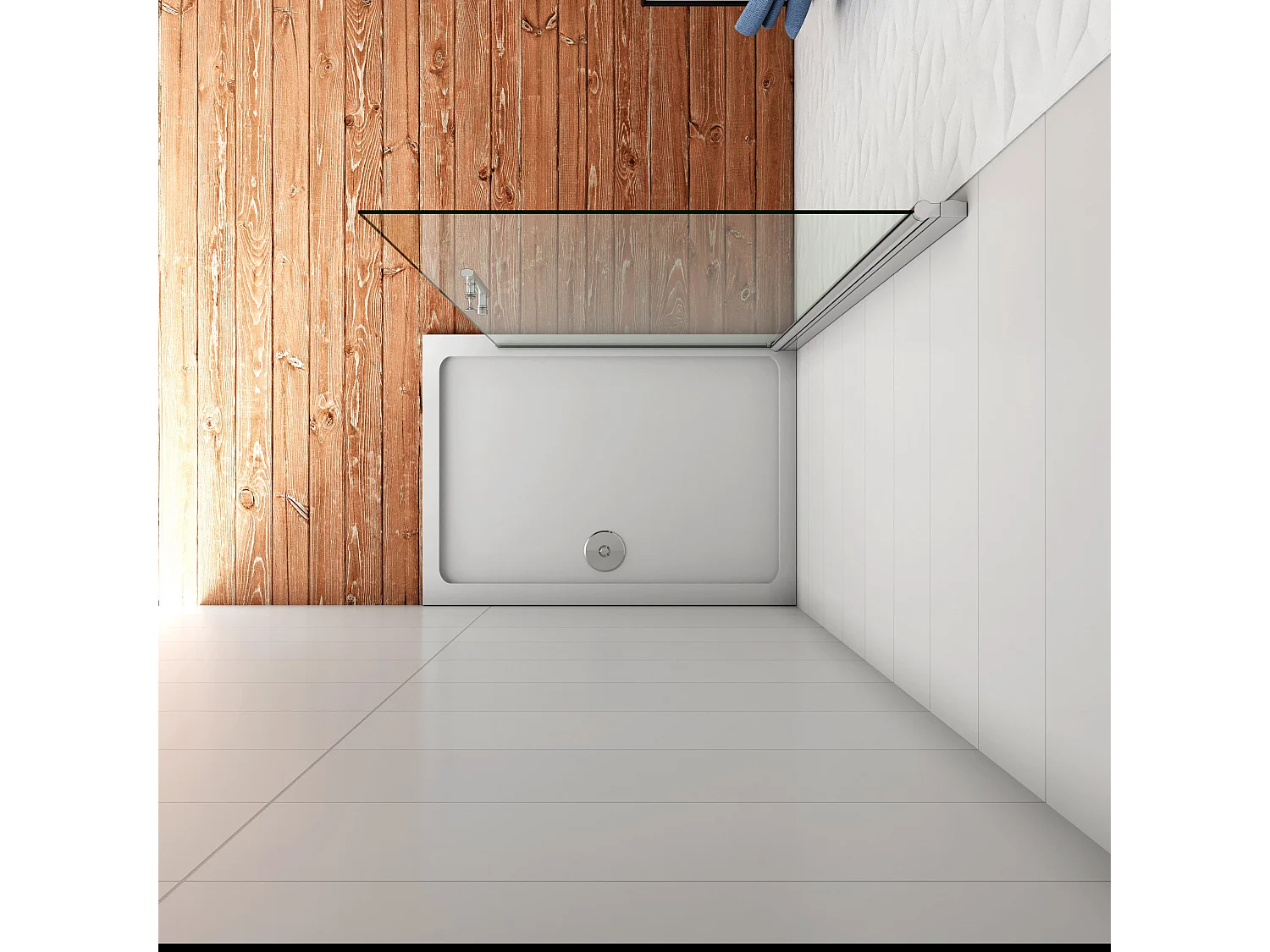 Douchewand-Inloopdouche draaibaar 76x195cm 6mm NANO veiligheidsglas Easyclean glanzend chroom aluminium profiel