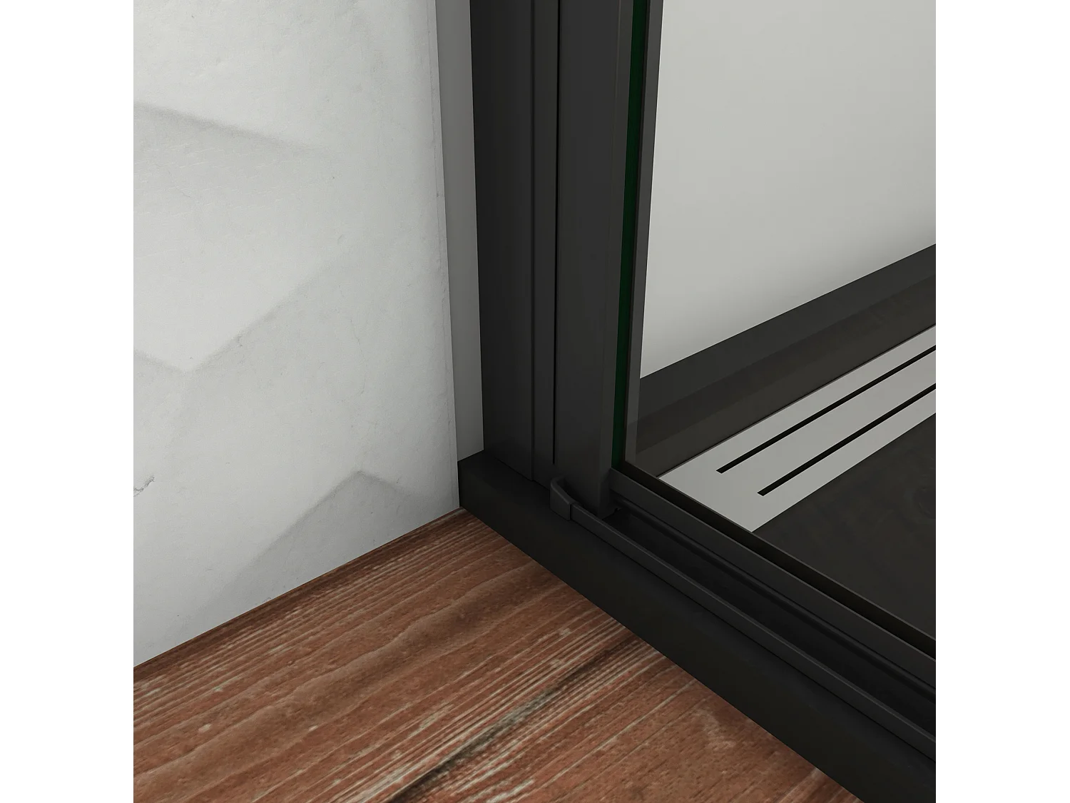 Douchewand-Inloopdouche draaideur 96x200cm 8mm veiligheidsglas NANO EasyClean mat zwart profiel