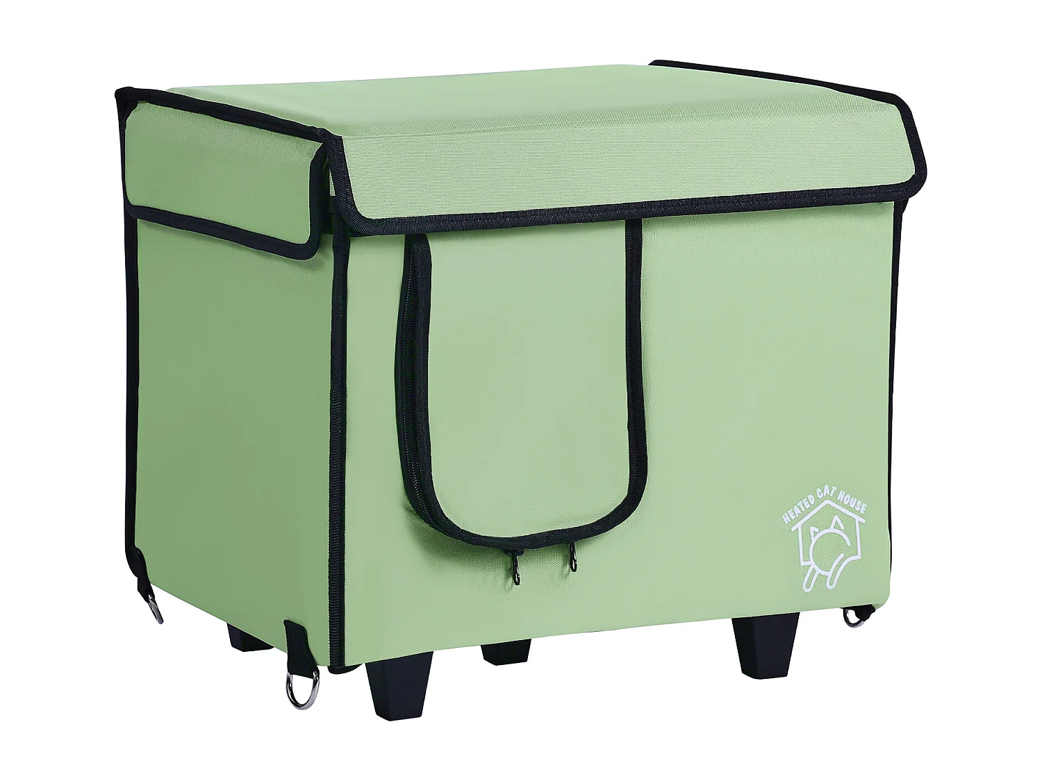 Katzenhaus, SucceBuy Erhöhtes und Beheiztes Katzenhaus, Klein, Grün, mit Heizkissen