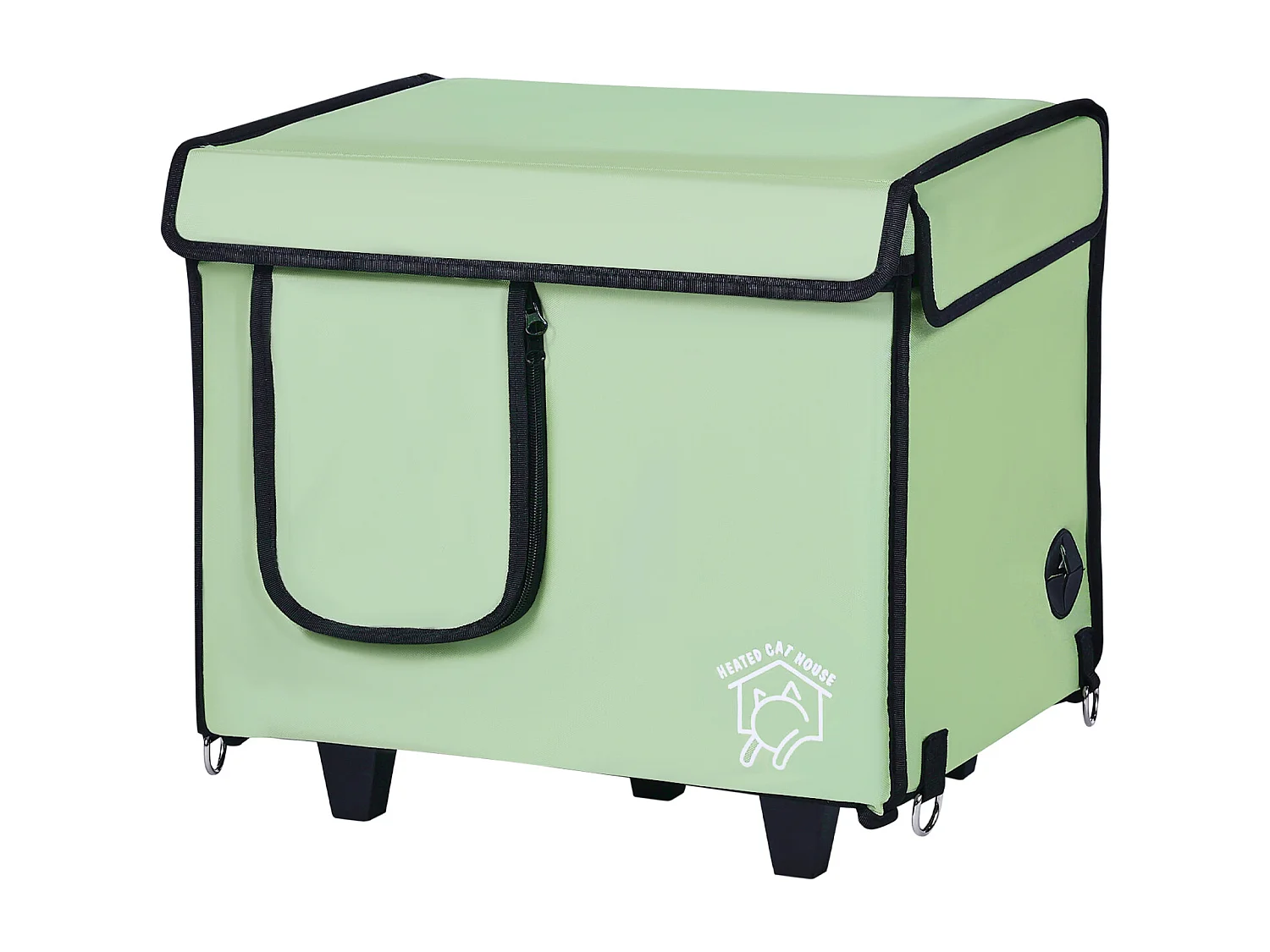 Katzenhaus, SucceBuy Erhöhtes und Beheiztes Katzenhaus, Klein, Grün, mit Heizkissen