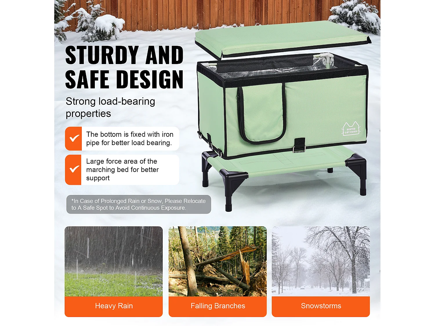 Maison de Chat, SucceBuy Niche Surélevée et Chauffante pour Chat Cuboid Green (M) avec Coussin Chauffant