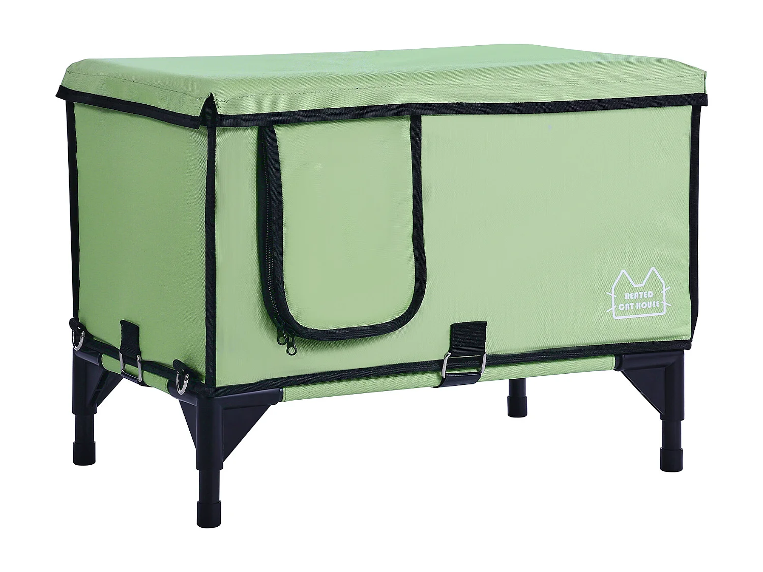 Maison de Chat, SucceBuy Niche Surélevée et Chauffante pour Chat Cuboid Green (M) avec Coussin Chauffant