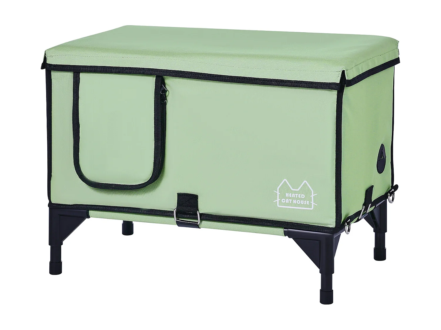 Maison de Chat, SucceBuy Niche Surélevée et Chauffante pour Chat Cuboid Green (M) avec Coussin Chauffant