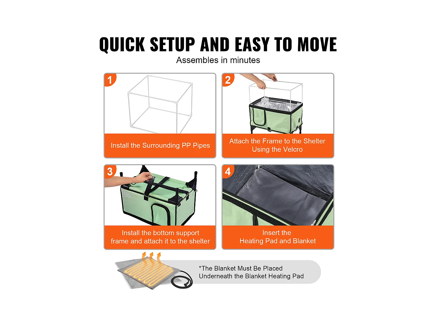 Maison de Chat, SucceBuy Niche surélevée et Chauffante pour Chat Cuboid Green (L) avec Coussin Chauffant
