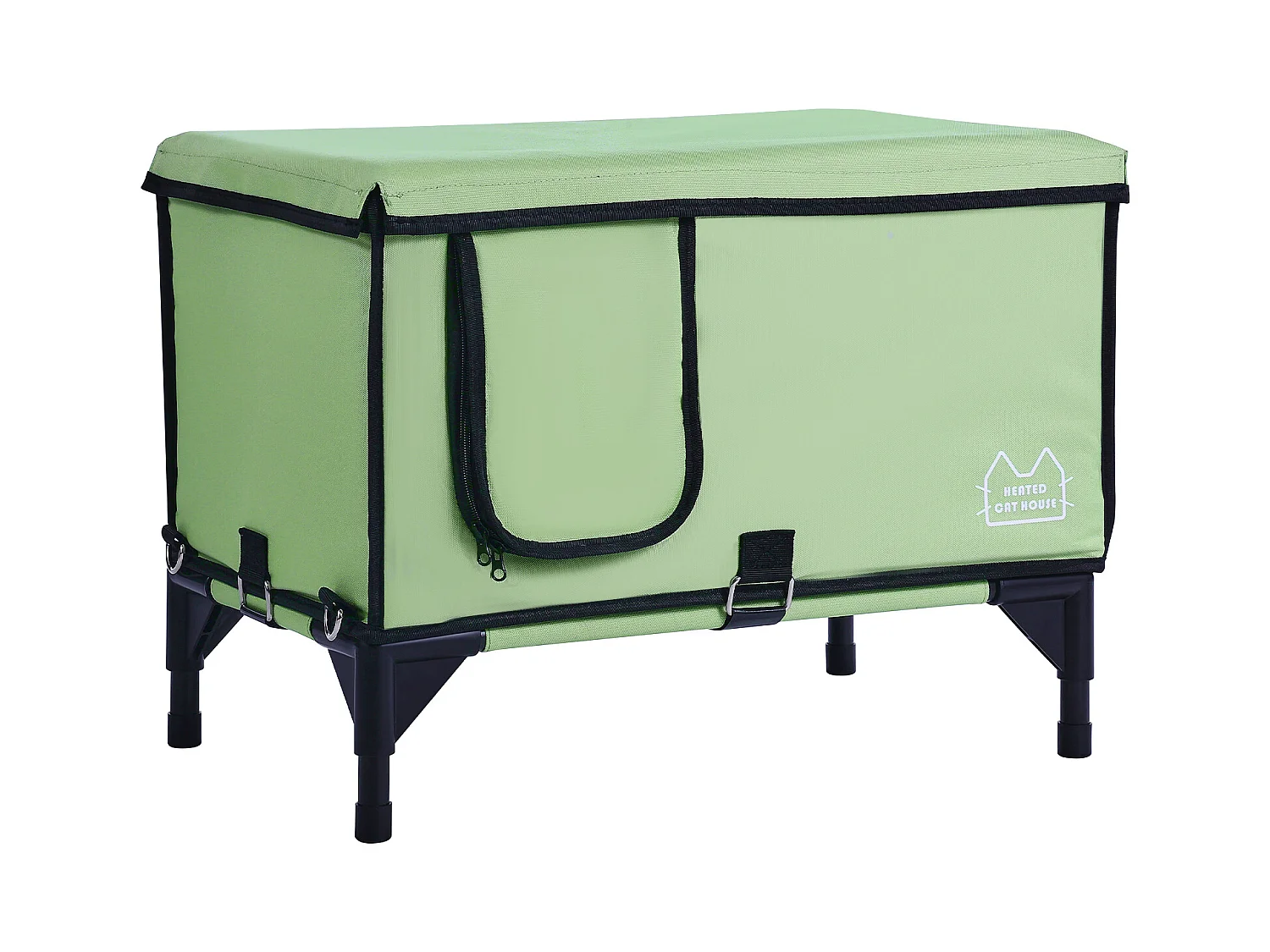 Maison de Chat, SucceBuy Niche surélevée et Chauffante pour Chat Cuboid Green (L) avec Coussin Chauffant