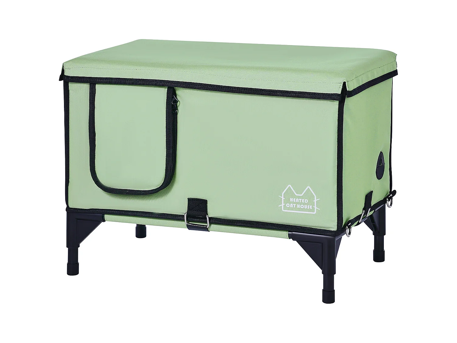 Maison de Chat, SucceBuy Niche surélevée et Chauffante pour Chat Cuboid Green (L) avec Coussin Chauffant