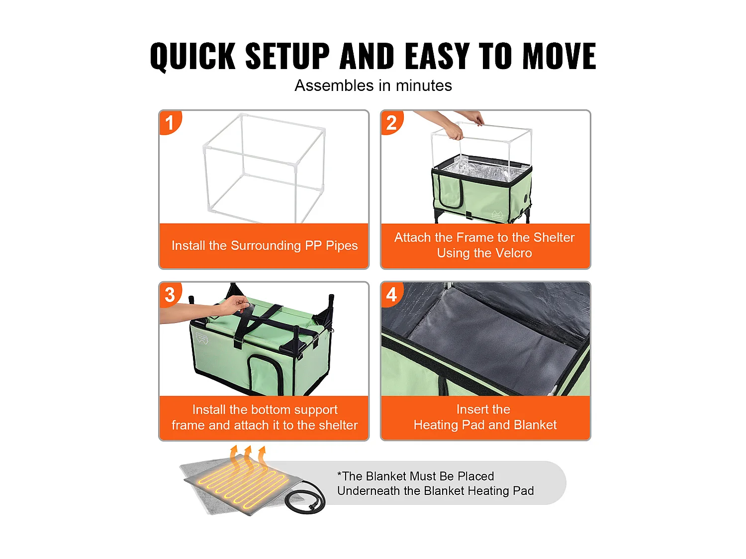 Caseta para Gatos, SucceBuy Cuboid Verde Elevada y Calefactada (L) con Almohadilla Térmica