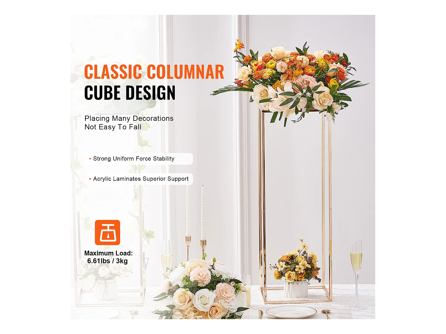 Support de Fleurs SucceBuy, Doré, Lot de 10, 80 cm, pour Réception Événement Décoration de Fête Maison