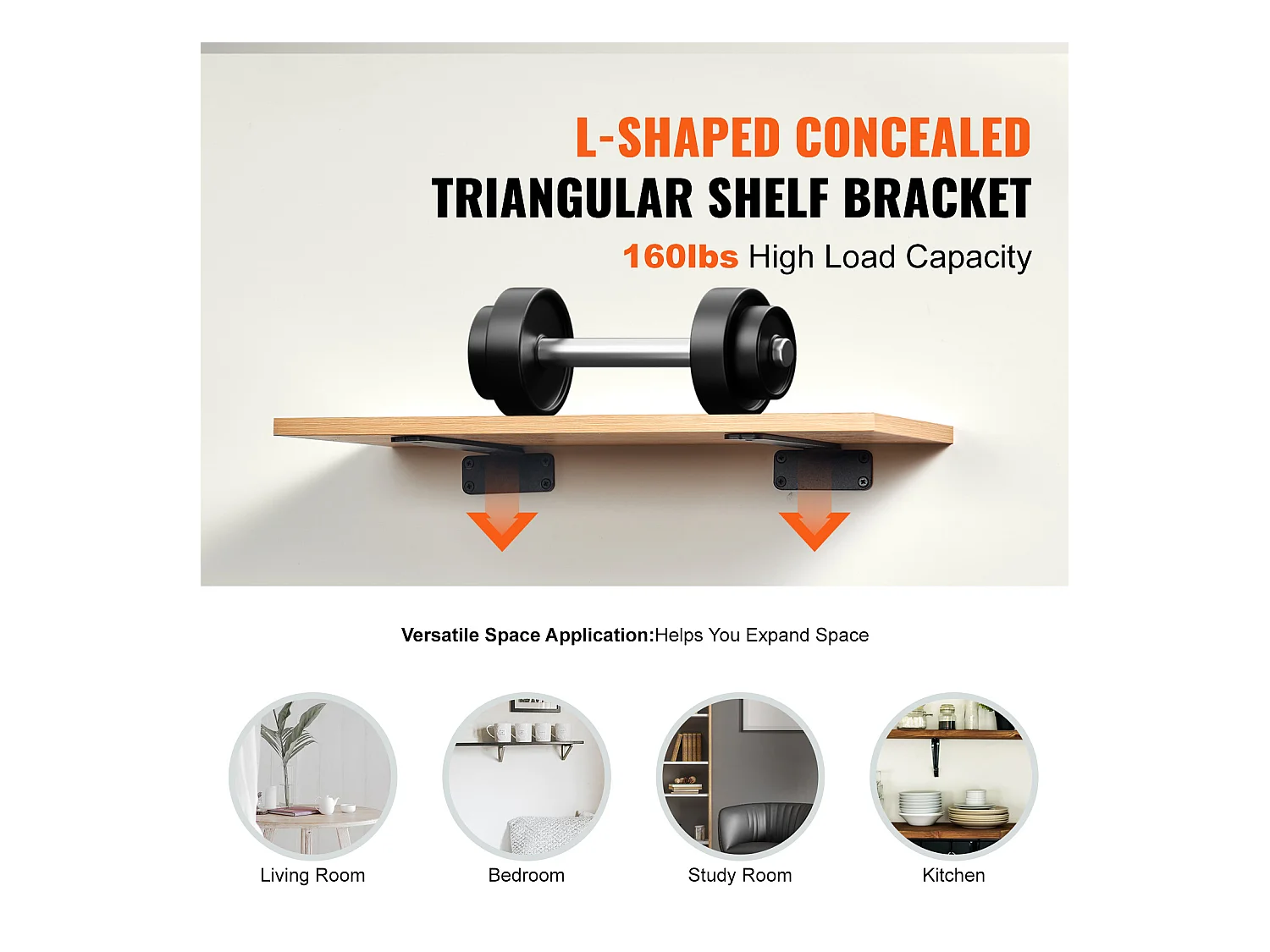 Support D'étagère Flottant Robuste SucceBuy 20.3 Cm L x 10.1 Cm W x 4 Cm H 6 Pièces