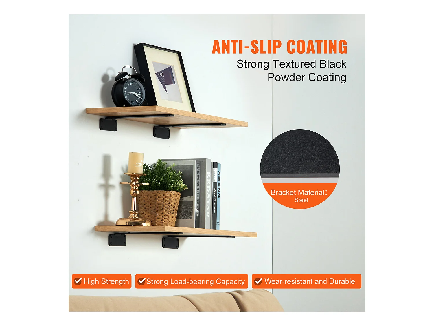 Support D'étagère Flottant Robuste SucceBuy 20.3 Cm L x 10.1 Cm W x 4 Cm H 6 Pièces