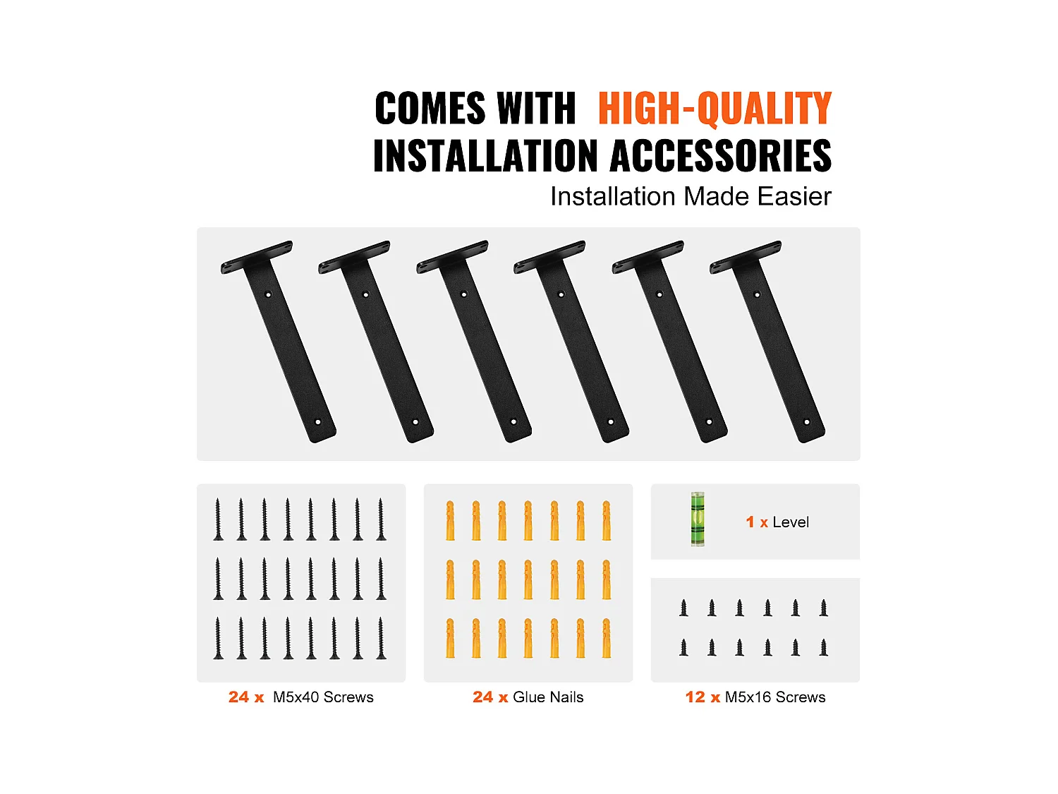 Support D'étagère Flottant Robuste SucceBuy 20.3 Cm L x 10.1 Cm W x 4 Cm H 6 Pièces