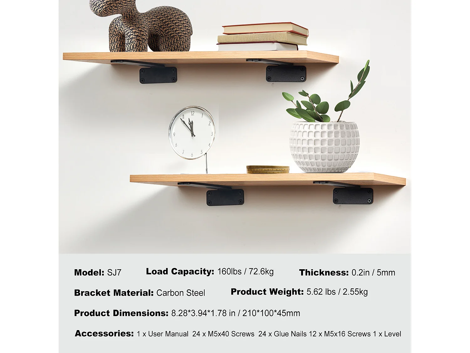 Support D'étagère Flottant Robuste SucceBuy 20.3 Cm L x 10.1 Cm W x 4 Cm H 6 Pièces