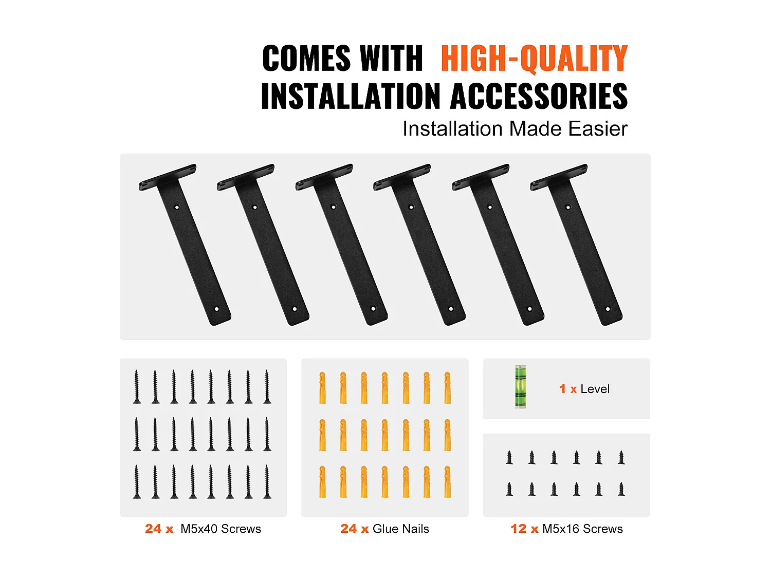 Support D'étagère Flottant Robuste SucceBuy 20.3 Cm L x 10.1 Cm W x 4 Cm H 6 Pièces