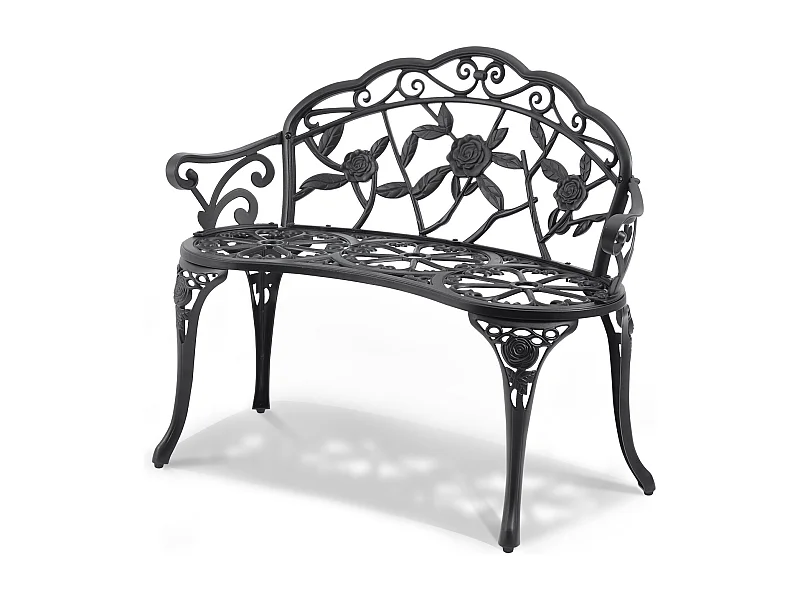 Metall-Gartenbank SucceBuy,98,5cm , Sitzgelegenheiten , mit Rückenlehne und Armlehnen, für Garten & Veranda