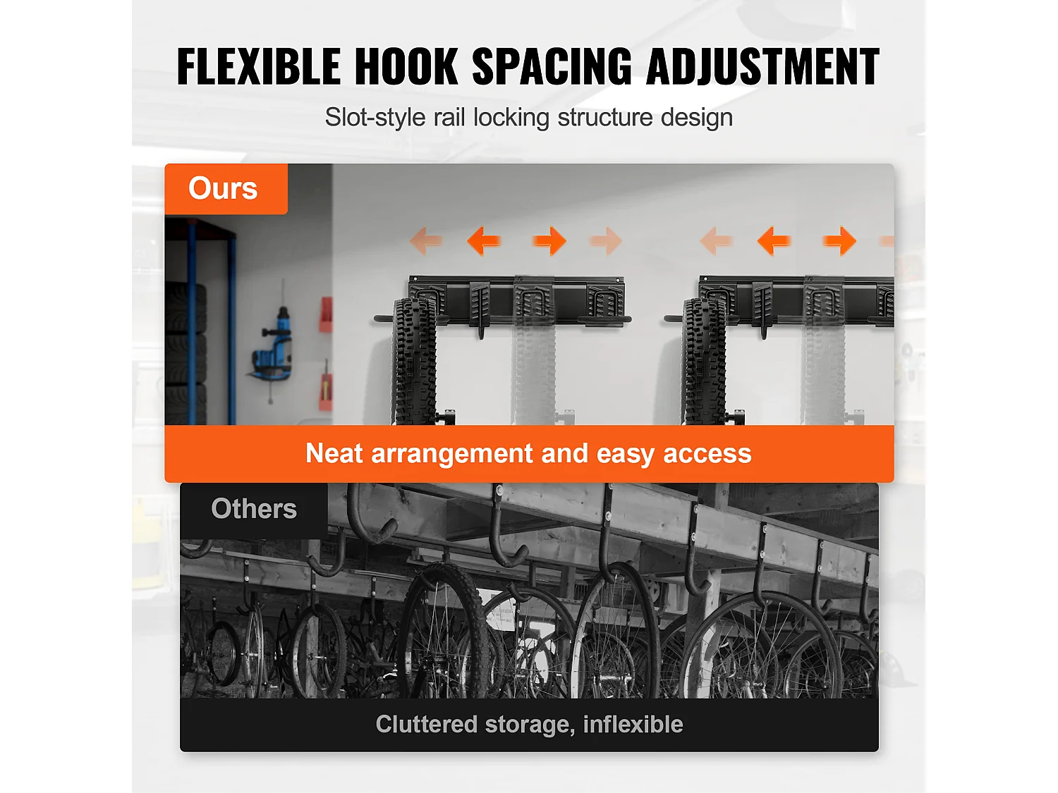 Support de Rangement pour Vélos SucceBuy, Montage Mural pour 4 Vélos + 2 Casques, 81.2Cm