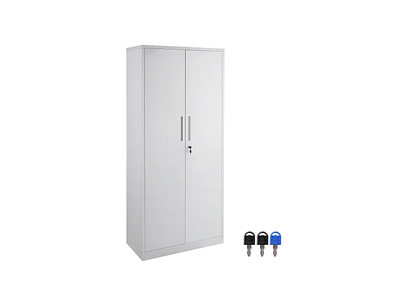 Metall-Aufbewahrungsschrank SucceBuy, 3 Schlüssel Verstellbare Regale Magnetische Tür Weiß