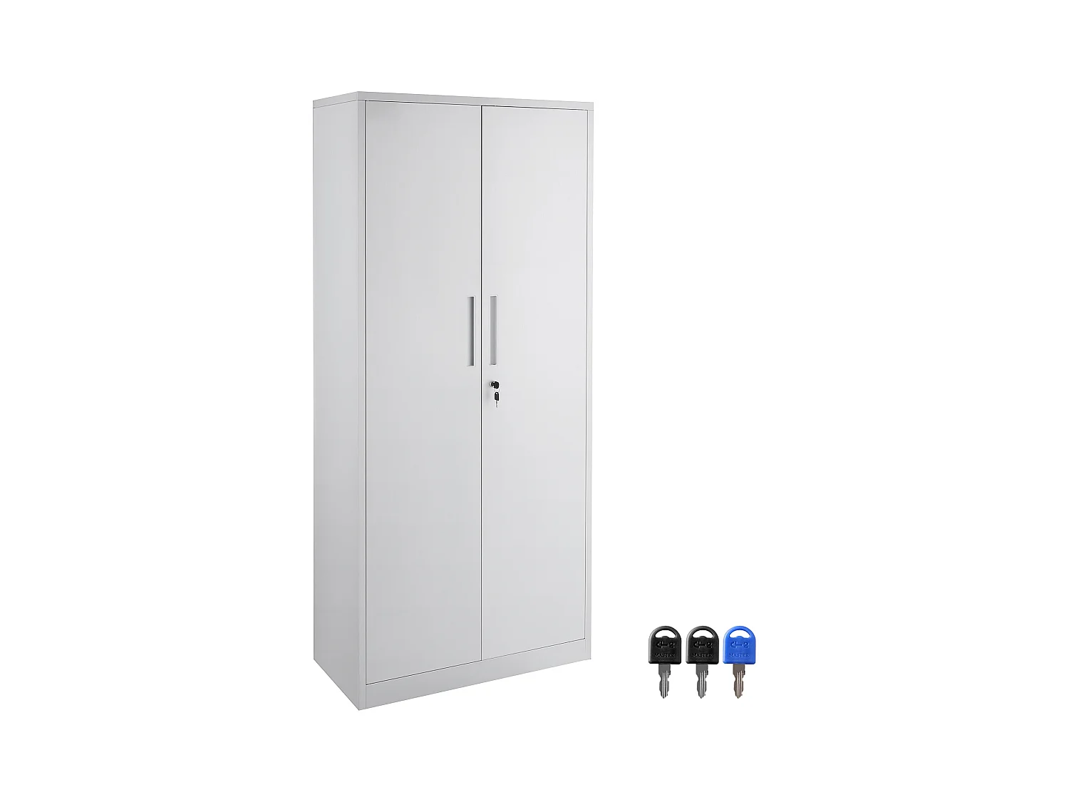 Armoire de Rangement en Métal SucceBuy, 3 Clés Étagères Réglables Porte Magnétique Blanc